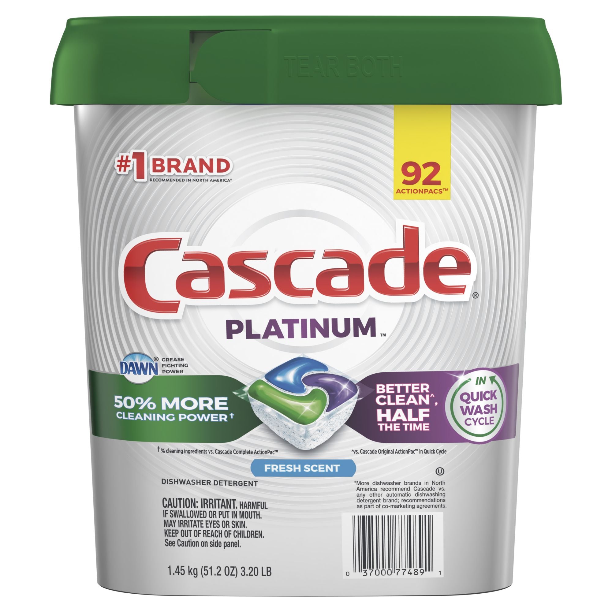 Cascade Platinum Dishwasher Pacs 92ct