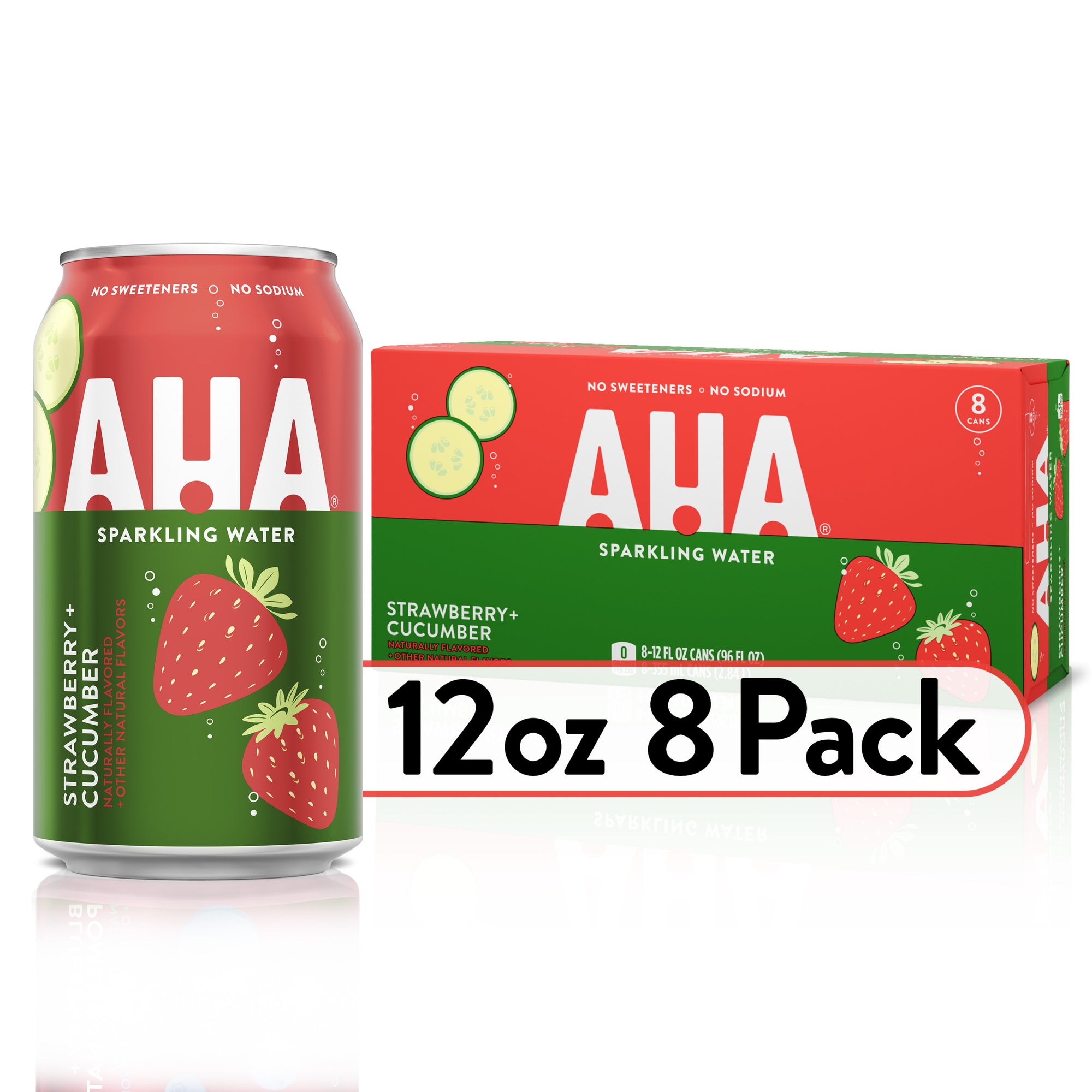 Aha Sparkling Water Strawberry & Cucumber 8 pk