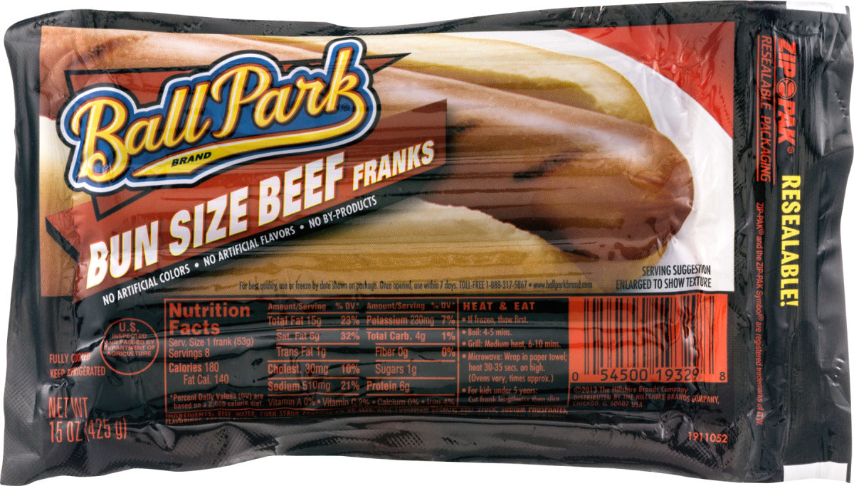 Ball Park Bun Size Beef Franks 8 ct