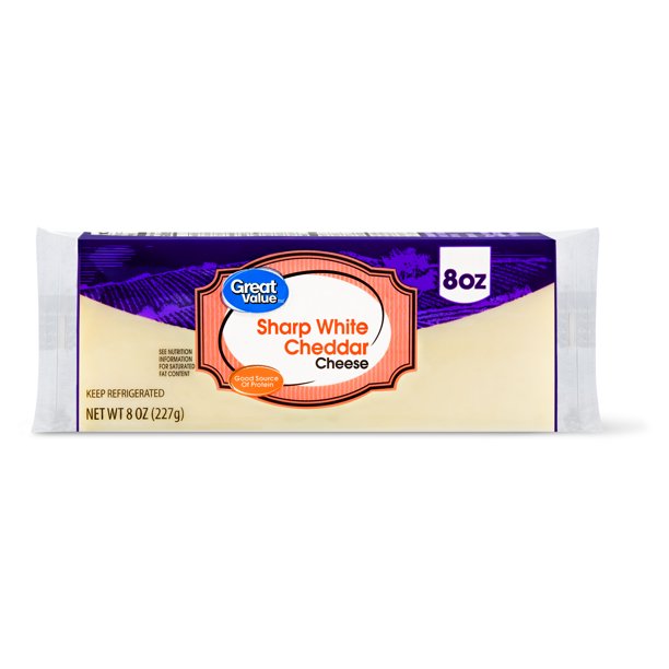 Cheese, Sharp White Cheddar Block - 8 oz - All Brands