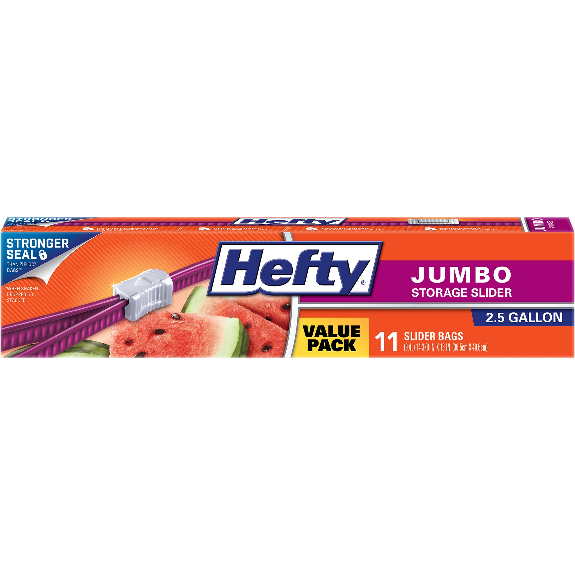 Hefty Jumbo Slider Bags 2.5 gal 10 ct