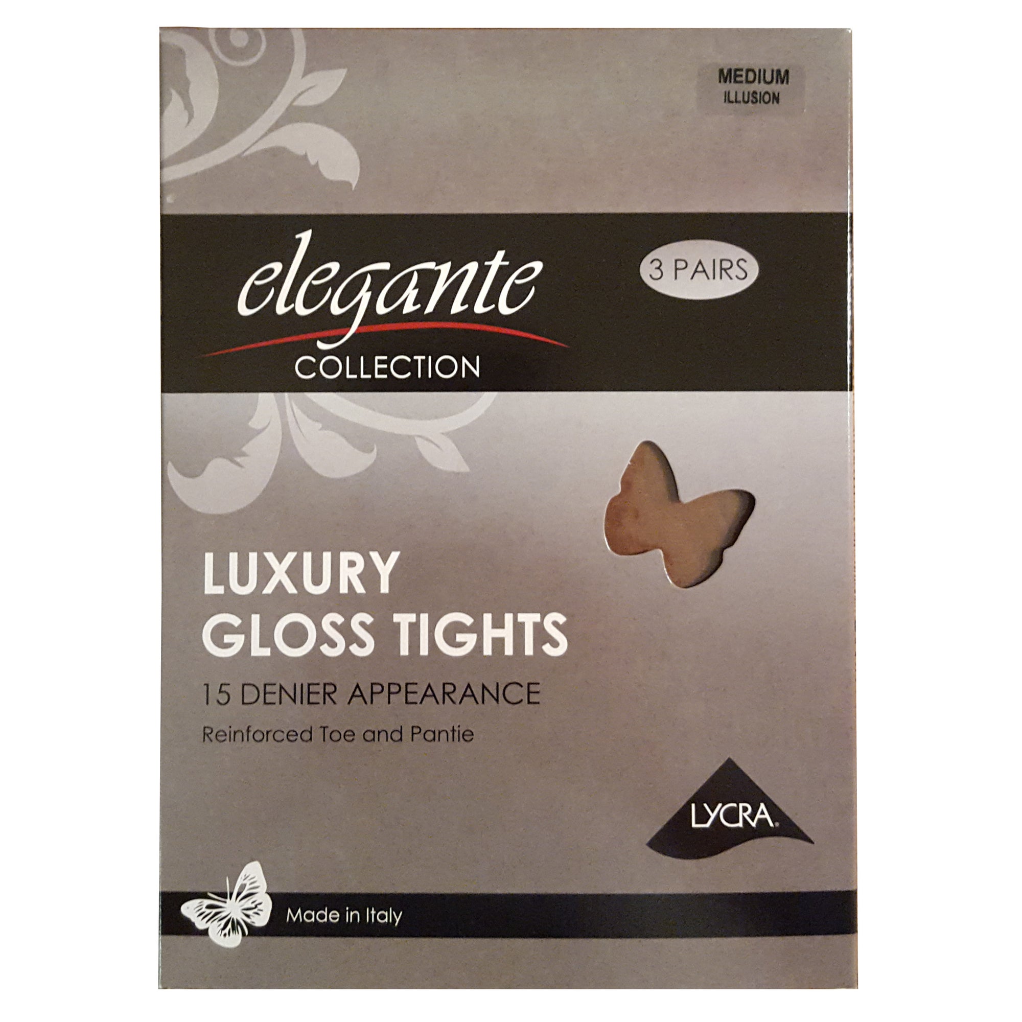 Elegante Gloss Nylons - 3 pk/Black/XL