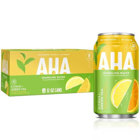 Aha Sparkling Water Citrus & Green Tea 8 pk