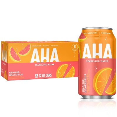 Aha Sparkling Water Orange & Grapefruit 8pk