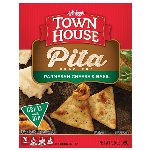 Town House Pita Crackers Sea Salt / Parmesan Cheese & Basil 9.5oz