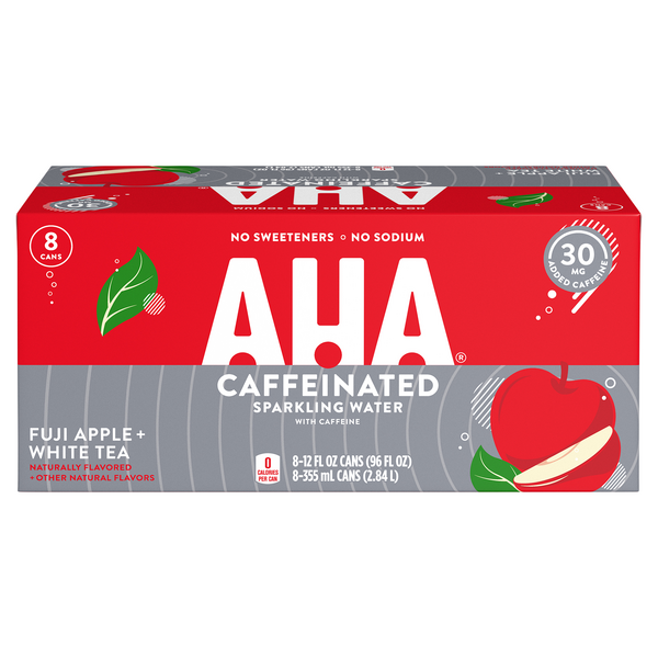 Aha Sparkling Water Fuji Apple & White Tea Caffeinated 8 pk