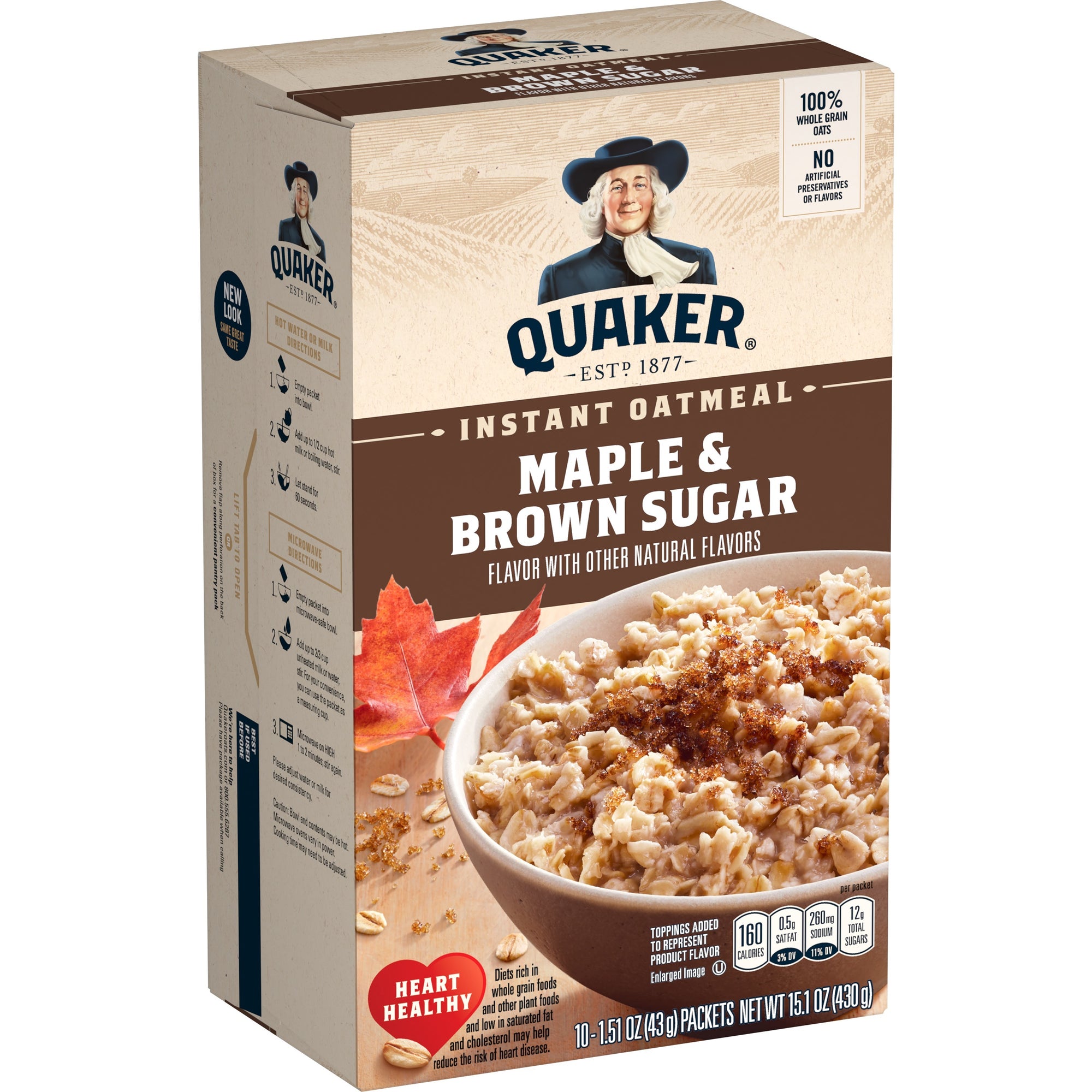 Quaker Maple Brown Sugar Instant Oatmeal 15.1 oz 10 pk